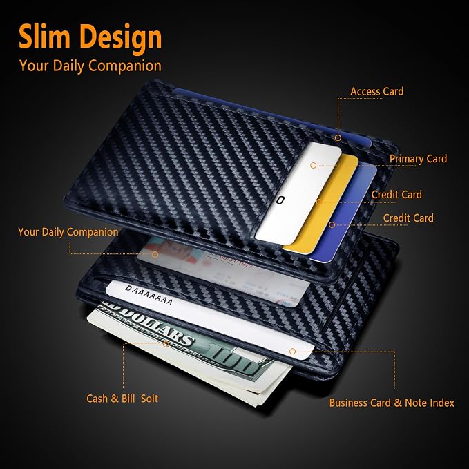 Travelambo Slim Minimalist Wallet for Men, RFID Blocking Credit Card Holder, Front Pocket ID Card Case, Gifts for Men, Husband, Boyfriend, Teenage - Image 4