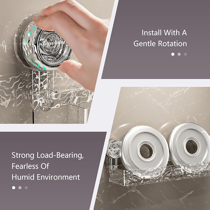 Corrugated Suction Cup Storage Holder,Movable Shower Shelf Suction Cup,Shower Caddy Large Organizer Bathroom,No-Drill Wall Mounted Bathroom Storage Rack Shelf(White) - Image 2