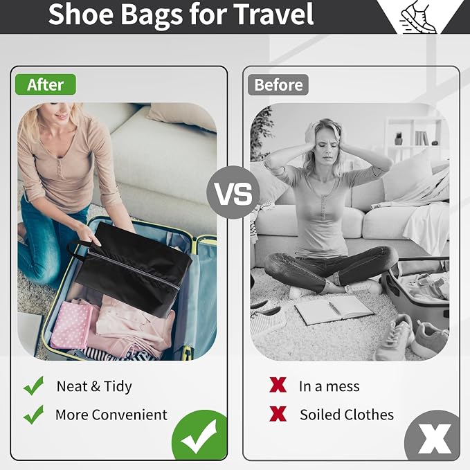 Shoe Bags for Travel, Set of 8 Pack Shoe Travel Bags for Packing Large | Large Waterproof Portable Travel Shoe Bag with Zipper Travel Essentials Women for and Men - Image 4