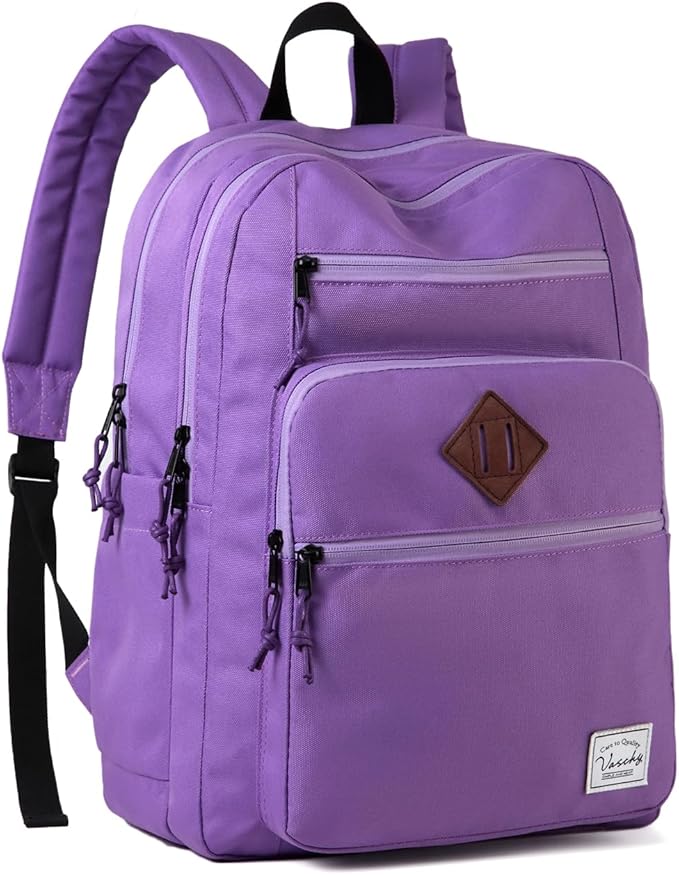 VASCHY School Backpack for Women, Unisex Large Bookbag Schoolbag Casual Daypack for High School/College/Teens/Travel/Work Purple by Vaschy