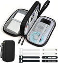 Double Layer Electronics Organizer, Travel Tech Pouch, Black | Water-resistant Oxford fabric with padded lining. 8 compartments organize 3ft+ cords and chargers. Includes 8 cable ties. by Woyinger