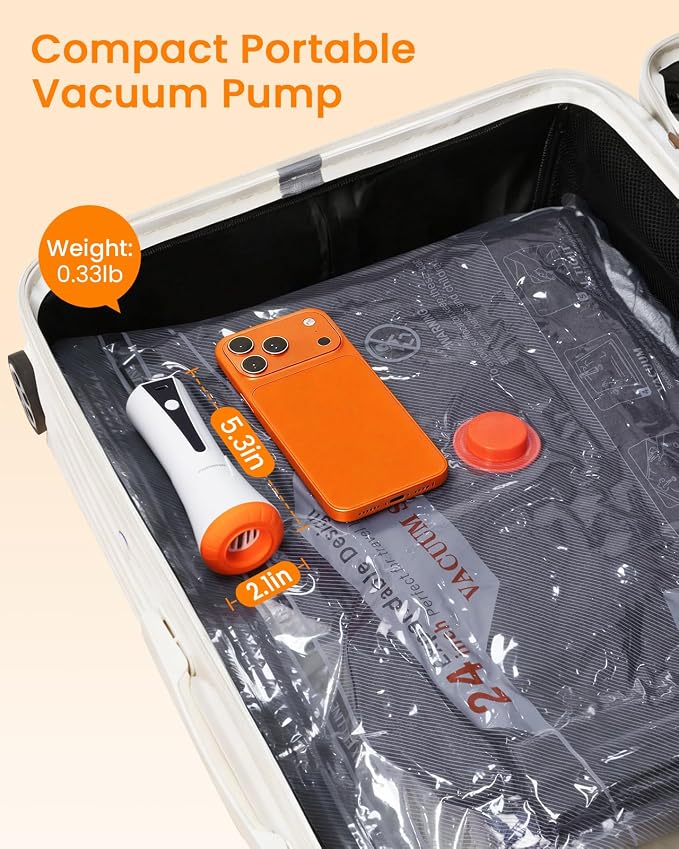 Vacuum Seal Bags for Clothing Travel with Rechargeable Cordless Pump, 18 Pack Compression Space Saver Bags for Packing, Luggage and Seasonal Storage - Image 6