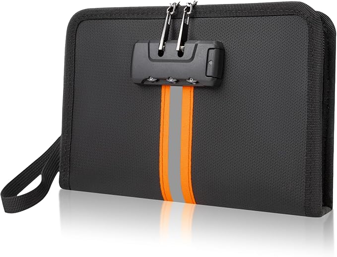 Fireproof Money Bag,Money Bag with Lock and Zipper,Safe Fireproof Waterproof,Suitable for Cash, Mobile Phones, Keys, Credit Cards by XIAODUN