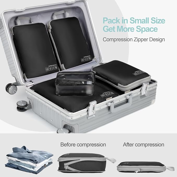 Cambond Compression Packing Cubes for Travel Women - Lightweight Luggage Organizers Bag Packing Cubes for Carry on Suitcases - Image 4