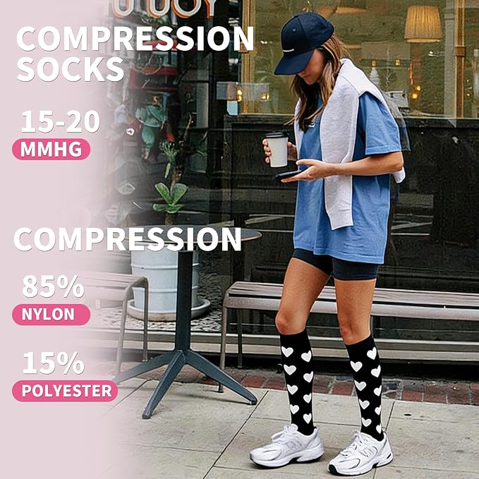 Sooverki Compression Socks for Women & Men 6 Pairs is Best Supportive Knee High Stockings for Circulation, Travel, Nurses - Image 3