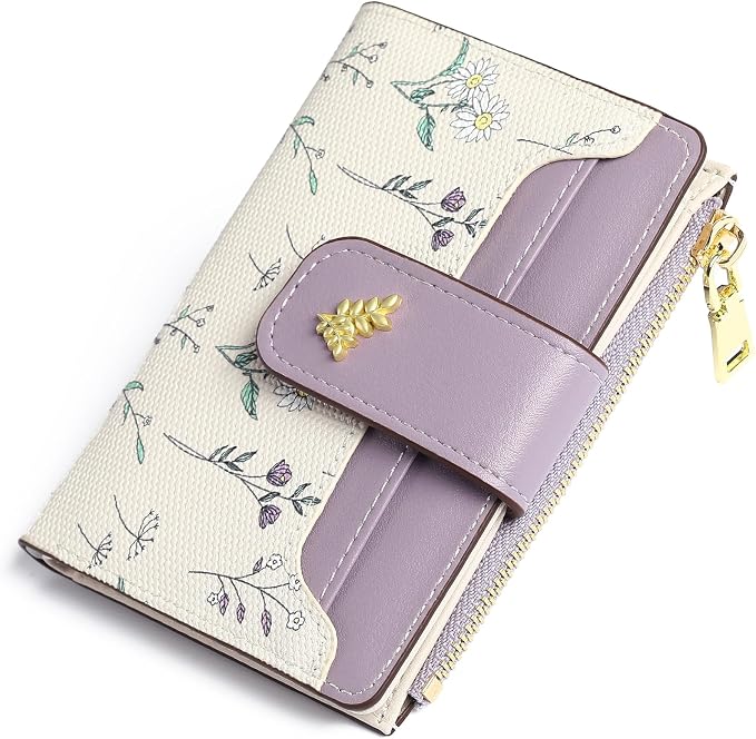 GAEKEAO Small Wallets for Women RFID Blocking Leather Bifold Zipper Pocket Wallet Credit Card Holder with ID Window by GAEKEAO
