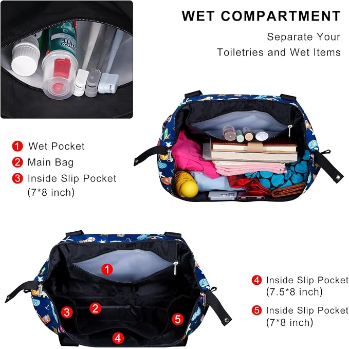 Expandable Duffel Bag for Women with Trolley Sleeve/Wet Pocket Weekender Travel Tote Large Carry On Overnight Luggage - Image 4
