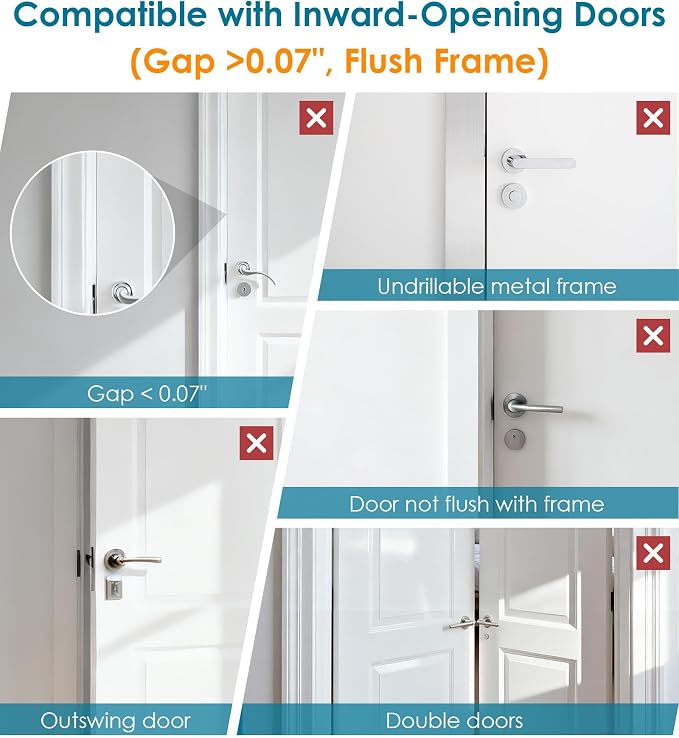 Door Reinforcement Lock for Front Door Child Proof Top of Door Safety Latch | Front Door Locks for Kids Safety Withstand 800 Lbs, High Home Security Night Guardian Top Flip Door Safety Locks from Inside - Image 5