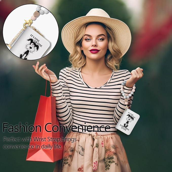 Blusabaca RFID Credit Card Holder Small Women Travel Wallet, Funny Dog | Removable Keychain, Case with Zipper, Vegan PU Leather, Cash Coin Pocket, Business Accordion Purse, Ladies Female Gift - Image 2