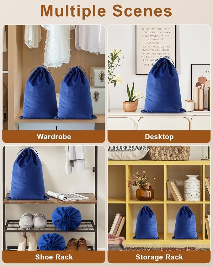 2 Pcs Shoe Bags for Travel, Dust Velvet Bags, Palace Blue, 17.3x12.6 Inch | Washable & Reusable Travel Shoe Bags, Dustproof Shoe Bags with Drawstring Closure, Suitable for Travel, Home Storage - Image 6