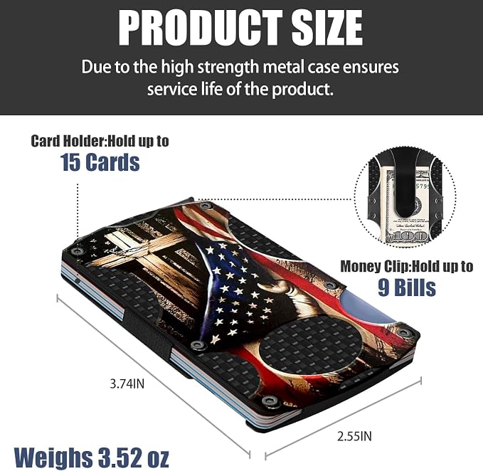Christian Minimalist Wallet for Men | Slim RFID Aluminum Metal Wallet, Scratch Resistant & Seamless, Credit Card Holder & Money Clip, Holds up 12 Cards and Cash - Image 3