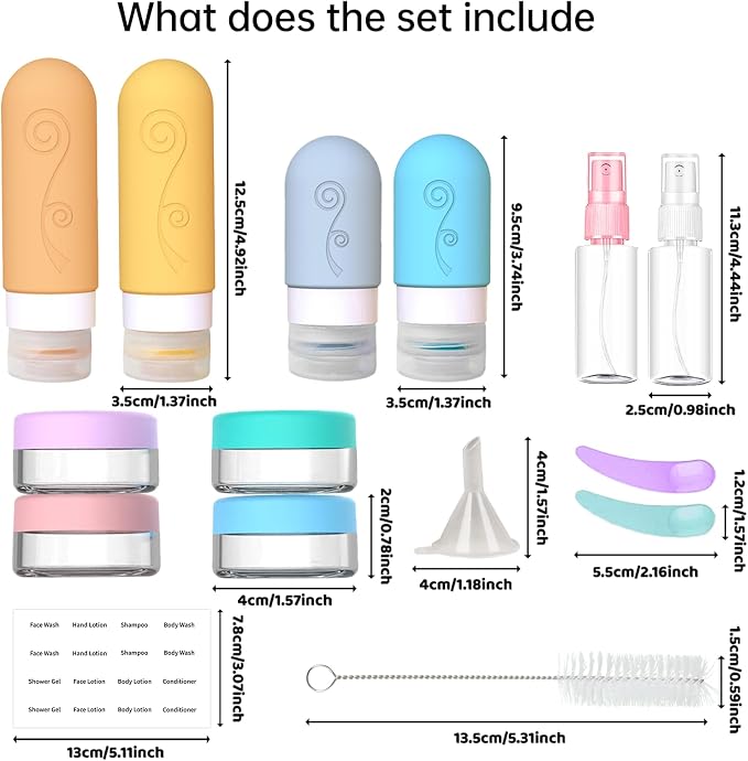 vodvob 16 Pack Travel Bottles Set for Toiletries, TSA Approved Travel Containers Leak Proof Silicone Squeezable Travel Accessories 2oz 3oz for Shampoo Conditioner Lotion Body Wash (BPA Free) (Orange) - Image 4