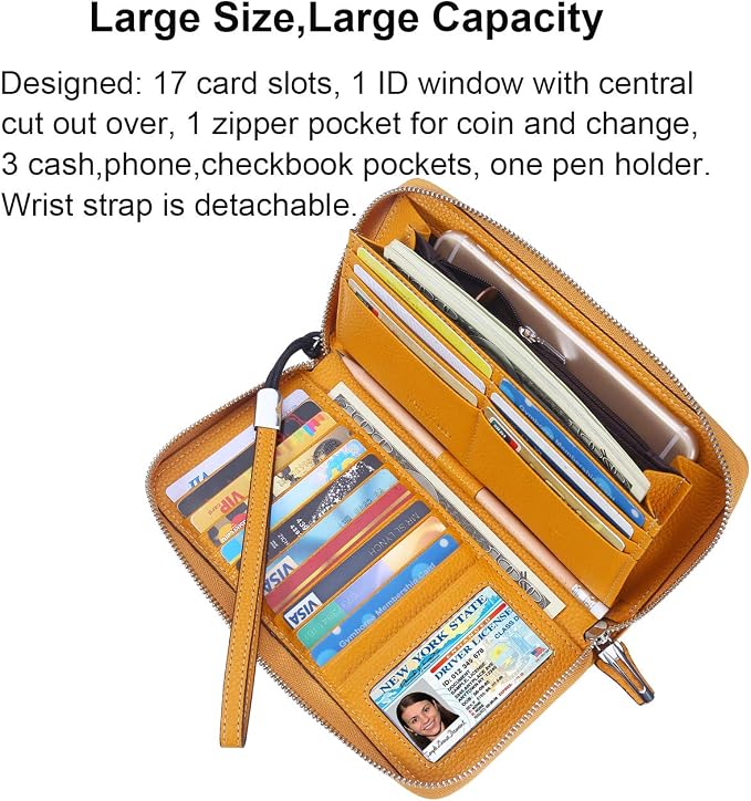 Small Compact Women Wallet RFID Blocking Genuine Leather Bifold Purse with ID Windows - Image 3