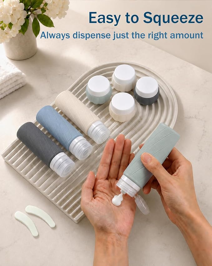 Redfly 13-Piece TSA-Approved Travel Size Bottles for Toiletries, Leak proof | Travel Size Containers, BPA-free silicone, clear toiletry bag, under 3.4oz, wide mouth,travel essentials for shampoo, lotion - Image 8