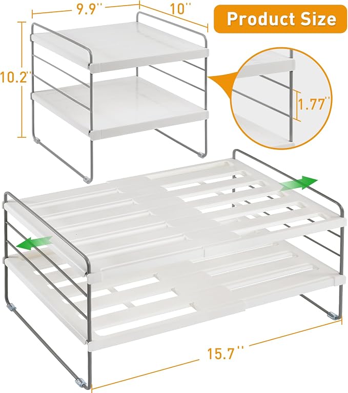 2 Pack Pantry Organization and Storage, Expandable Foil and Plastic Wrap Organizer, Adjustable Kitchen Wrap Organizer Rack for Cabinet, Foil Saran Wrap Holder Shelf for Sandwich Plastic Bags Box, - Image 3