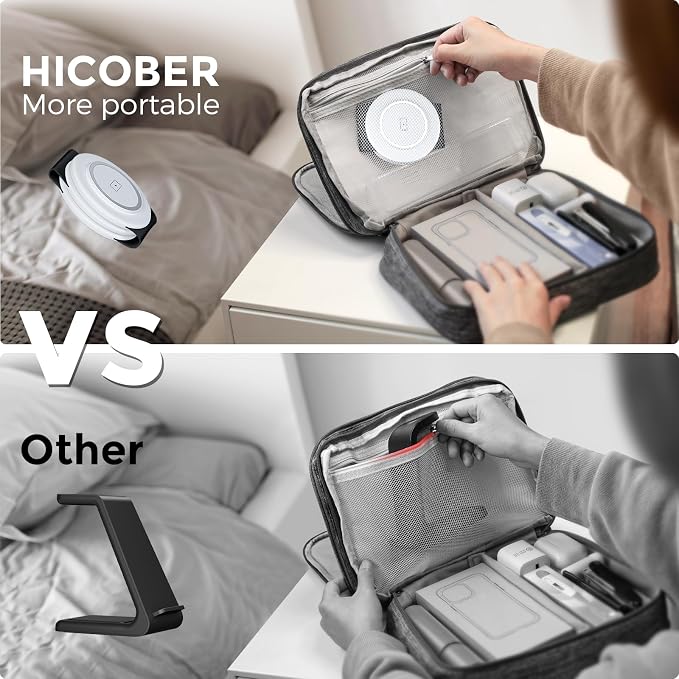 HICOBER 3IN1 Wireless Charging Station for iPhone,Watch,AirPods,Black&White | Charge 3 devices at once, foldable, case-friendly and ready for travel - Image 5