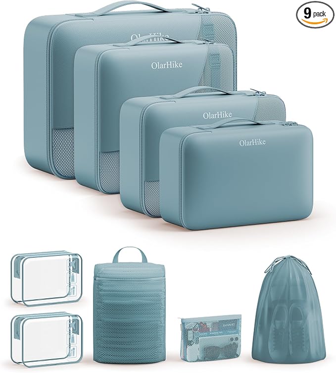 9 Set Packing Cubes for Travel, Gifts for Women Mom,Anti-Tearing Suitcase Organizer,OlarHike Vacation Essentials & Accessories for Cruise Ship by OlarHike
