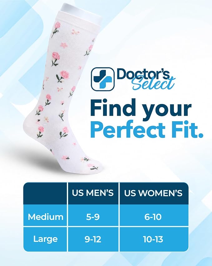 Doctor's Select® Bamboo Viscose Light Compression Socks for Women & Men - 3 Pairs, 8-15 mmHg Compression Socks, Knee High - Image 6