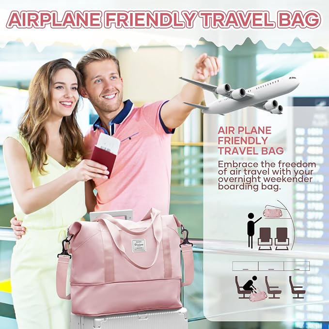 Travel Duffel Bag, Sports Tote Gym Bag, Shoulder Weekender Overnight Bag for Women - Image 3