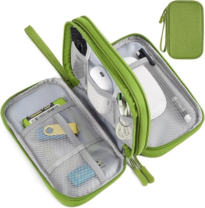 Electronic Organizer Travel Cable Accessories Bag, Electronic Organizer Case, Electronic Accessories Organizer Bag for Power Bank, Charging Cords, Chargers, Mouse, USB Cable, Earphones (Green) by Unknown