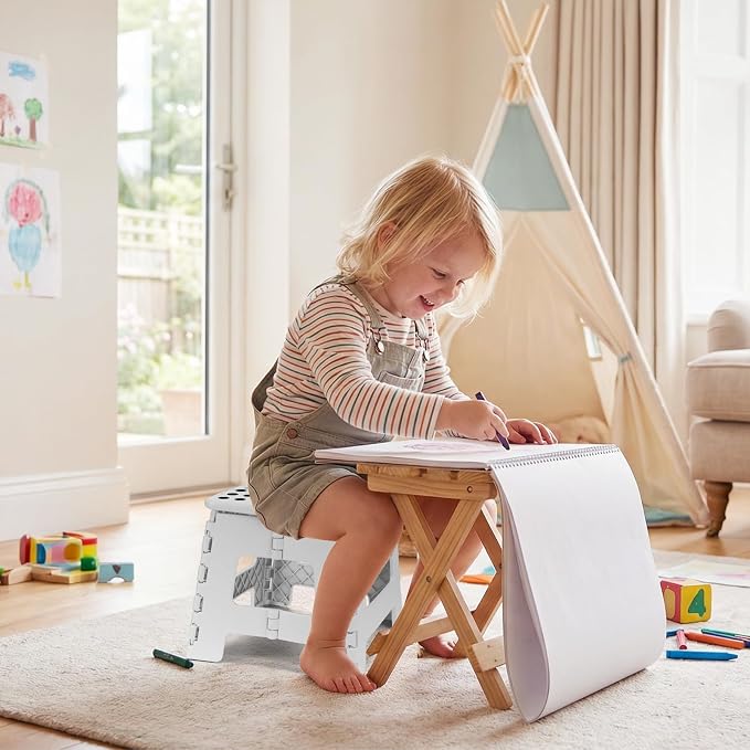 Dyforce Kids Step Stool 9 Inch, 300lbs Folding Step Stool for Toddler | Step stool White,Anti-slip Heavy Duty with Handle, Lightweight Foldable Foot Stool for Bathroom Kitchen Bedroom Outdoor - Image 5