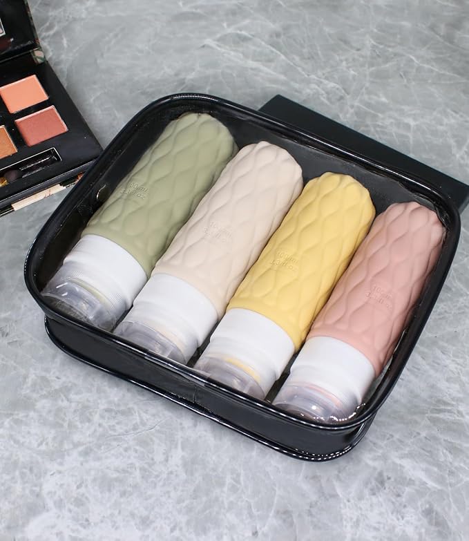 3.4oz Silicone Travel Bottles for Toiletries Refillable Liquid Accessories | for Shampoo and Conditioner, TSA Approved Leakproof Squeeze Bottles Travel-friendly with Labels/Clear Bag - Image 5