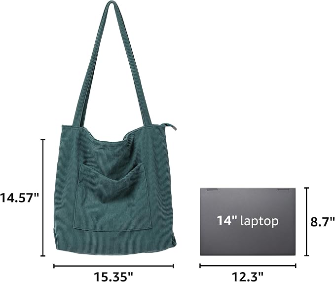 WantGor Women Corduroy Tote Bag, Large Shoulder Hobo Bags Casual Handbags | Big Capacity Shopping Work Bag - Image 3
