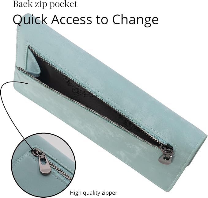Bveyzi Ultra Slim Thin Leather RFID Blocking Credit Card Holder Bifold Clutch Wallets for Women - Image 5