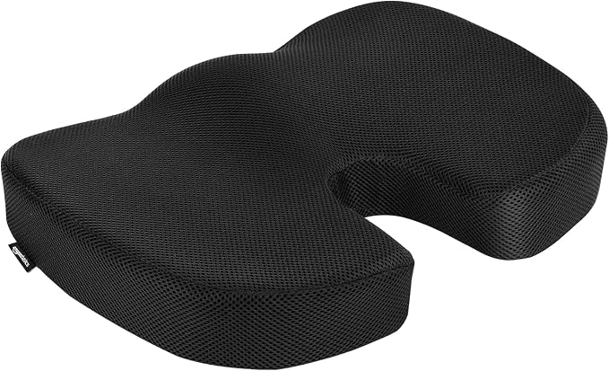 Amazon Basics Comfortable Seat Cushion & Lumbar Support for Office Chairs, Memory Foam with Cooling Gel, Non-Slip, Black - Image 5