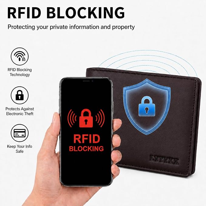 Wallet for Men Slim RFID Blocking Genuine Leather Bifold Mens Wallet | Front Pocket Credit Card Holder with 2 ID Windows, Holds 12 Cards & Cash Minimalist Thin Wallet, Gifts for Men - Image 3