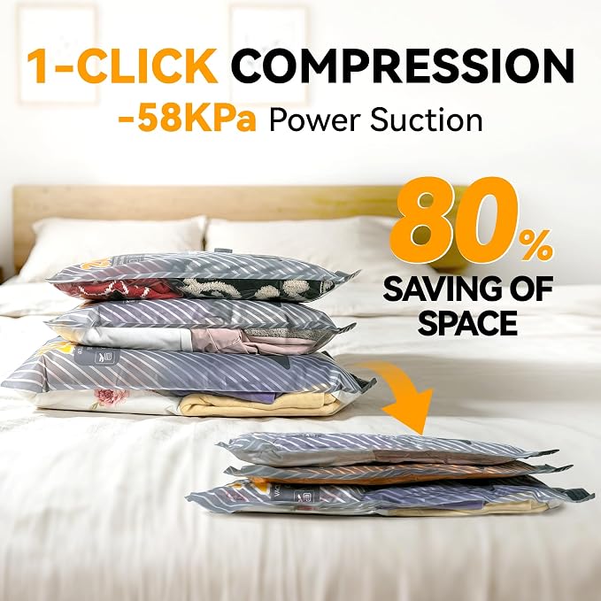 25-Pack Vacuum Bags for Travel with Wireless Rechargeable Pump | Carry-on Size Compression Packing Bags for Luggage & Suitcase, Space Saver for Clothes & Home Seasonal Storage, 3S Vacuum - Image 11