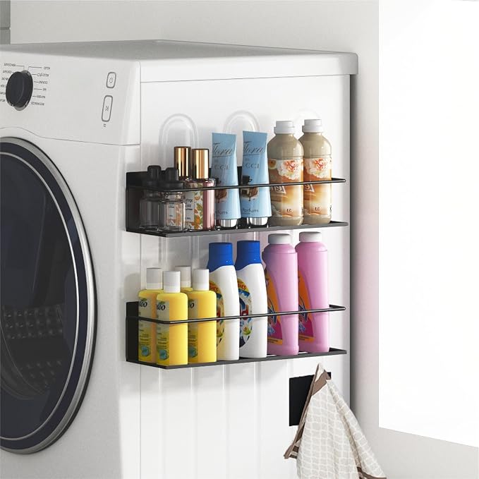 Magnetic Spice Rack For Refrigerator, Magnetic Fridge Shelf For Kitchen, Magnetic Shelf For Fridge Space Saving Black 4 Pack With Magnetic Paper Towel Holder - Image 6