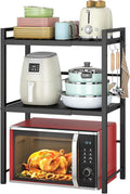 DOLALIKE Microwave Oven Rack, Expandable Microwave Stand Countertop Kitchen Utensils Tableware Storage, Carbon Steel Over Microwave Shelf Countertop with 3 Hooks | Adjustable Microwave Oven Rack Metal Storage Shelf with 3 Hooks for Pans Small Appliance... by DOLALIKE