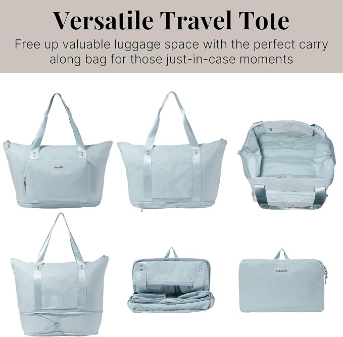 Baggallini Carryall Expandable Lightweight Travel Tote 22" Packable Folding Compact Nylon Washable Weekender w/Luggage Sleeve - Image 5