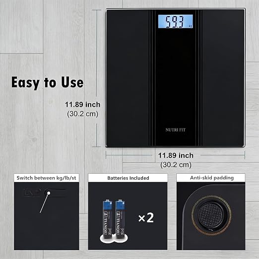 Scale for Body Weight Digital Bathroom Scale Large Size Black | 0.2lb Precision, Max 400lb, Backlit LCD Screen, Highly Accurate Electronic Weighing Machine, Safe Home Use, Include Batteries - Image 7
