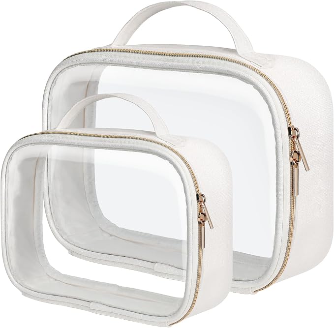 Clear Makeup Bag Foldable - TSA Approved Toiletry Bag for Travel | Metal Zipper, Reinforced Seam, Water Resistant, Medium for Carry-on, Large for Checked Luggage, for Car Storage Organizer by Packism