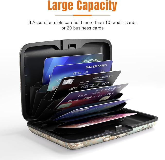 Rimilak Aluminuml Credit Card Holder,Butterfly Flower | Mini Credit Card Wallet RFID Blocking Slim Metal Hard Case for Women Men - Image 4