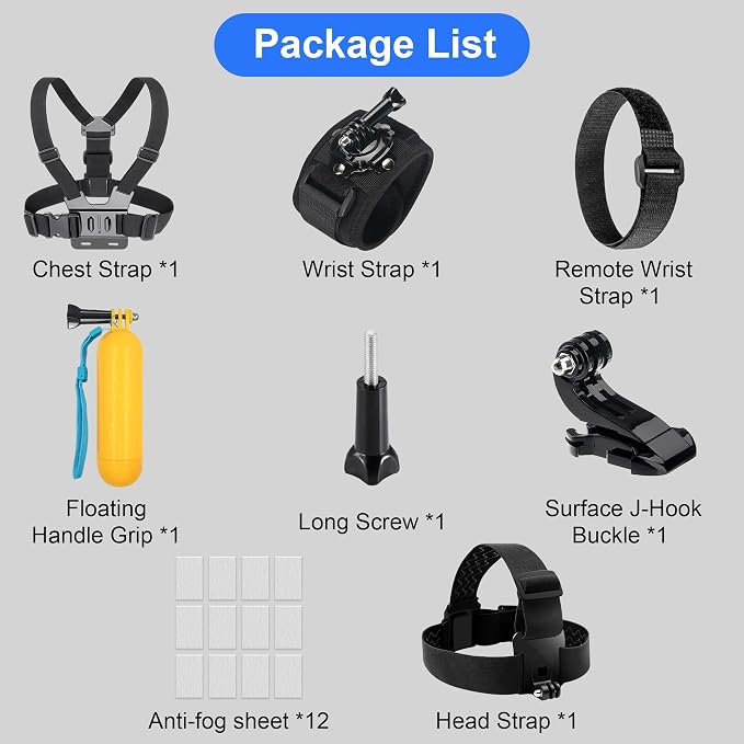 18 in 1 Surfing Action Camera Accessories Compatible with GoPro Hero 12/11 | Action Camera Accessory Kit Compatible with GoPro 10/9/8,Action 5 Pro/Action 4/Action 3,DBPOWER,APEMAN,Yi and VicTsing - Image 2