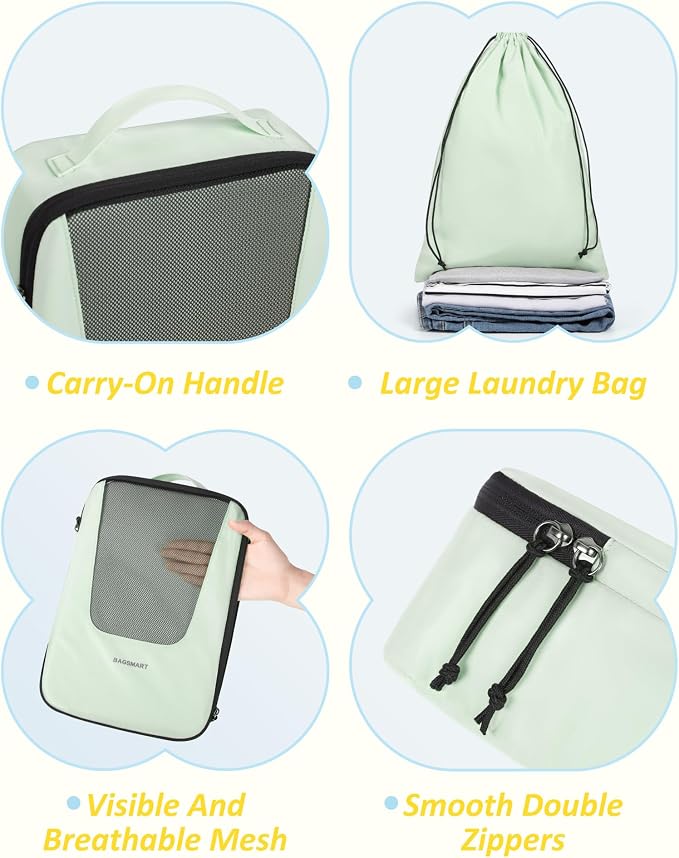 BAGSMART Compression Packing Cubes for Travel, 6/5/4set Lightweight Packing Organizers, Summer Travel Essentials Suitcase Organizer Bags Set - Image 6