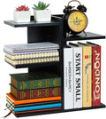 Wood Desktop Shelf Small Bookshelf Desk Supplies Organizers and Accessories Storage Display Rack Office Decor for Women, Black by PAG