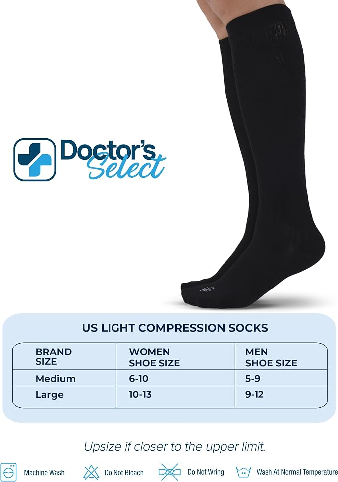 Doctor's Select® Bamboo Viscose Light Compression Socks for Women & Men - 3 Pairs, 8-15 mmHg Compression Socks, Knee High - Image 6