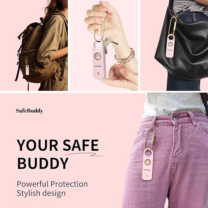 Personal Alarm for Women, Men, Kids, Elderly, Self Defense - Designed by Women 140DB Extra Speakers Alarm with Strobe Light, Rechargeable, Safety Alarms and Premium Keychain (Pale Pink) - Image 5