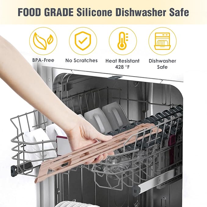 Tomorotec Roll Up Dish Drying Rack with Silicone Coating, Light Coffee | 304 Stainless Steel with BPA-Free Silicone, Triangle Design Maximizes Sink Corner Space, Fits Compact Kitchens And RVs - Image 7