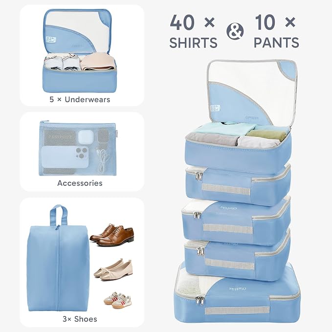 OlarHike 10 Set Packing Cubes for Travel,Gifts for Women Mom,Anti-Tearing Suitcase Organizer,with Over 1000 pcs Mesh Holes,Vacation Essentials & Accessories for Cruise Ship - Image 4