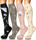 4 Pairs Compression Socks for Women Circulation-Best Support for Nurses,Running,Athletic,Travel by Iseasoo