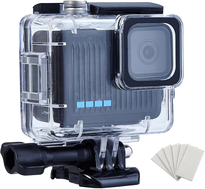 Waterproof Case for GoPro Hero 4K, 196FT/60M Underwater Photography Diving Housing Accessories Kit with Action Camera Protector Mount, Compatible with Surfing, Snorkeling, Scuba by Unknown