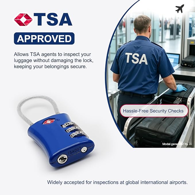 Suitcase Locks TSA Approved, Small Padlock Combination, TSA Locks for Luggage, Combo Travel Padlock with Code for Backpack, Gym Locker, Ammo Can (Black+Blue) - Image 3