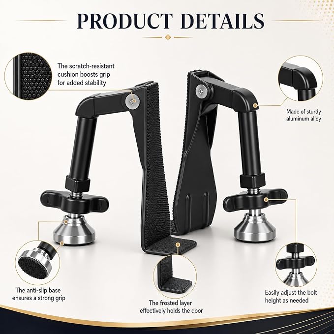 Portable Door Stopper Door Lock for Travel Anti Theft Door Blocker, Security Door Stoppers for Bottom of Door, No Drill Safety Doors Stopper Hotel Door Locks for Travelers Security (Black) - Image 5