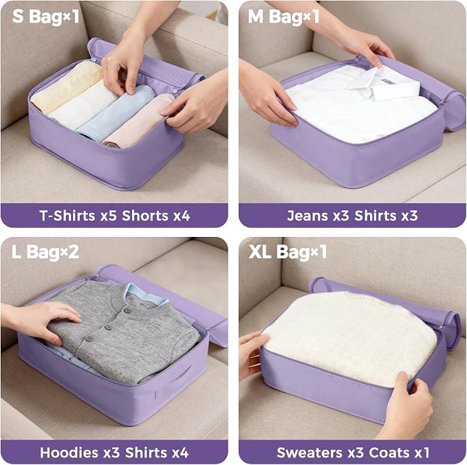 BAGAIL 9 Set Packing Cubes with Packing List Luggage Packing Organizers for Travel Accessories (Dusty Purple) - Image 2