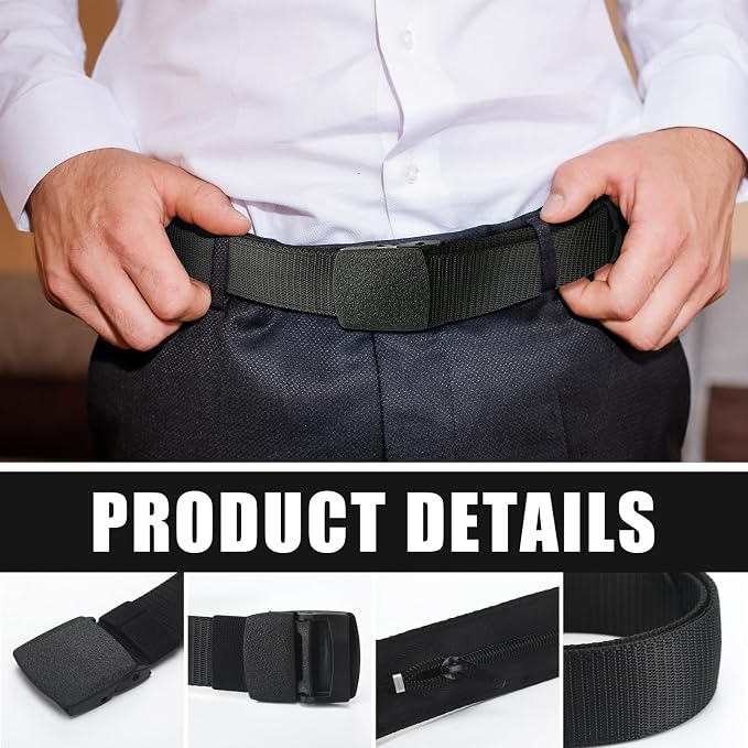Cozypower 2 Pcs Hidden Money Belt for Travel Hidden Pockets Under Clothes Security Money Wallet Nylon Security Cash Safe Anti Theft Tactical Belt with Pouch - Image 3